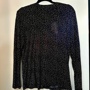 Vince black high neck, long sleeves black with tan dots. Never worn with tags